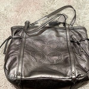 Silver coach shoulder bag